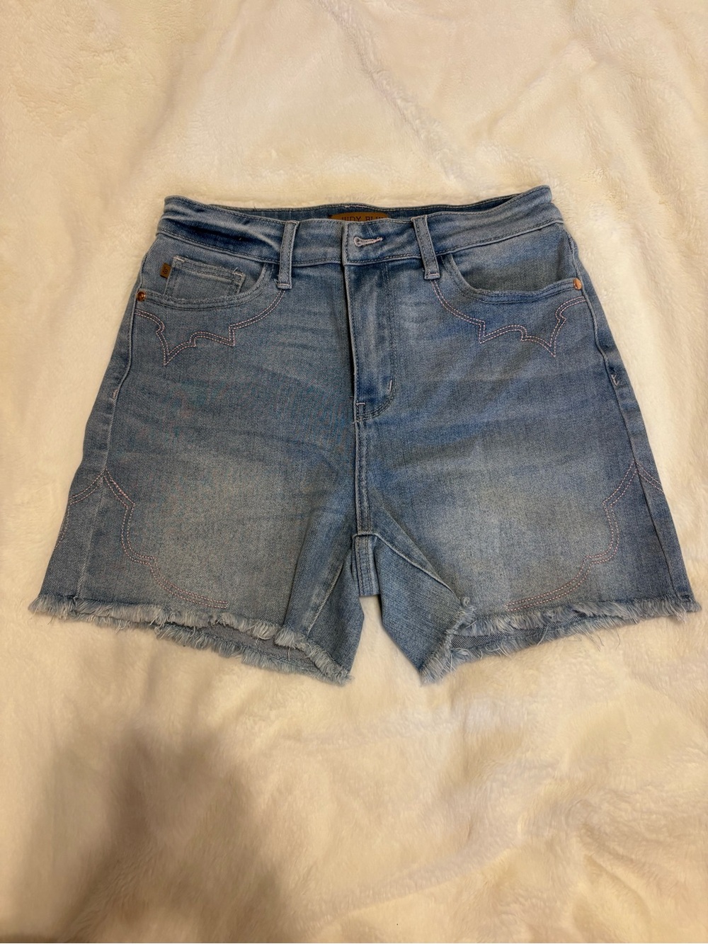 Judy Blue Light Blue Distressed Hem Denim Shorts